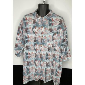 3xl XXXL Greystone Sportswear Summer Shirt Asian Dragon Design Rayon blue red